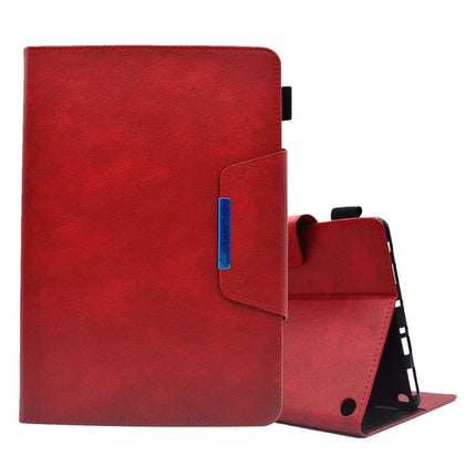 Suede Leather Protective Case for Samsung Galaxy Tab A 8.0 2019 in red PU leather with card slots, TPU shell and stand for hands-free viewing