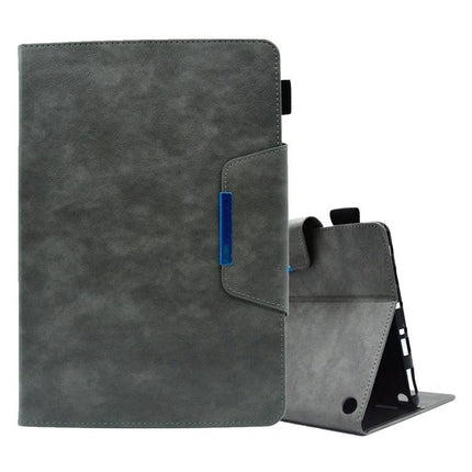 Suede Leather Protective Case for Samsung Galaxy Tab A 8.0 2019 in grey PU leather with TPU inner, card slots and hands-free viewing stand