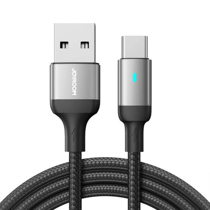 JOYROOM USB-C Charging Cable for Everyday Device Connections - braided 3A USB-A to USB-C cable with LED indicator for reliable charging and data transfer