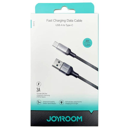JOYROOM USB-C Charging Cable for Everyday Device Connections - 4ft braided USB-A to USB-C cable, 3A fast charging and data transfer