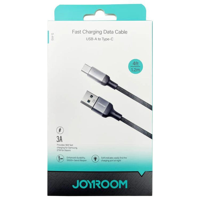 JOYROOM USB-C Charging Cable for Everyday Device Connections - 4ft braided USB-A to USB-C cable, 3A fast charging and data transfer