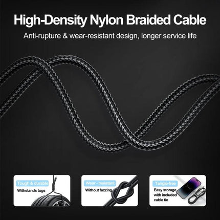 JOYROOM USB-C Charging Cable for Everyday Device Connections - high-density nylon braided 3A charging and data cable, durable tangle-free design
