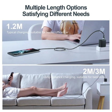 JOYROOM USB-C Charging Cable for Everyday Device Connections — 1.2m and 2m/3m length options for charging phone or tablet at desk or on couch, supports 3A