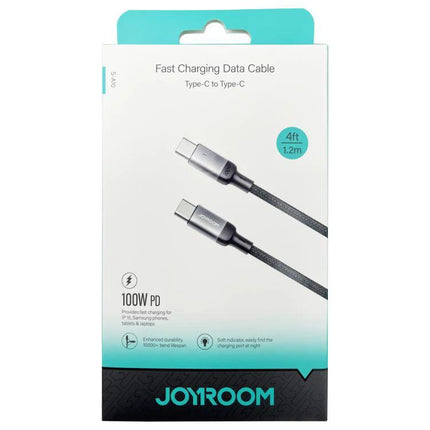 Joyroom USB-C Cable for Daily Device Charging at Home and Travel — 4ft braided USB-C to USB-C fast charging cable in retail packaging