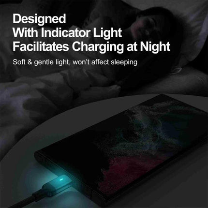 Joyroom USB-C Cable for Daily Device Charging at Home and Travel — USB-C to USB-C cable with soft indicator light for convenient night charging