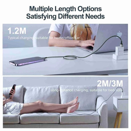 Joyroom Cable for Daily Device Charging and Data Transfer — Type-C to 8 Pin 20W charging cable shown in 1.2m and 2/3m lengths for home, office, travel