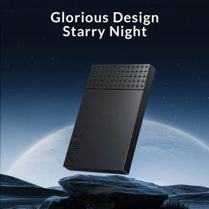 ORICO 2.5-Inch Hard Drive Enclosure for Everyday Storage - sleek black starry night design, portable 2.5" SATA HDD/SSD enclosure up to 6TB