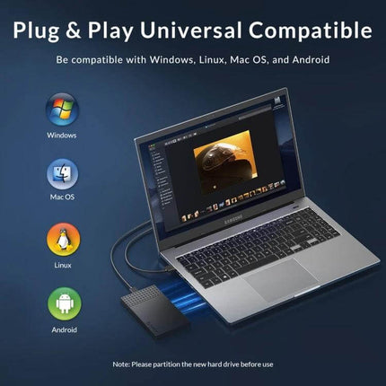 ORICO 2.5-Inch Hard Drive Enclosure for Everyday Storage connecting laptop for plug-and-play backup on Windows Mac Linux Android