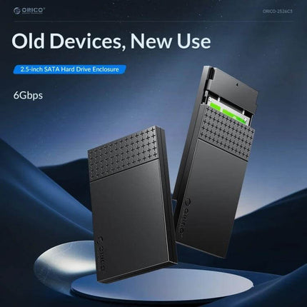 ORICO 2.5-Inch Hard Drive Enclosure for Everyday Storage – sleek black 2.5-inch SATA HDD/SSD external enclosure, up to 6TB, plug-and-play backup solution