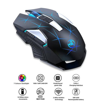 HXSJ Colorful Luminous Wireless Mouse for Everyday Computing