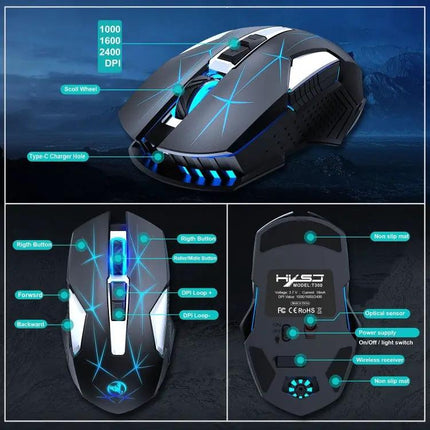 HXSJ Colorful Luminous Wireless Mouse for Everyday Computing