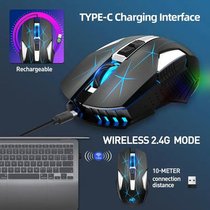 HXSJ Colorful Luminous Wireless Mouse for Everyday Computing