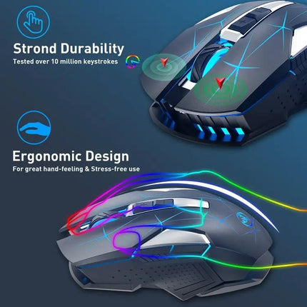 HXSJ Colorful Luminous Wireless Mouse for Everyday Computing