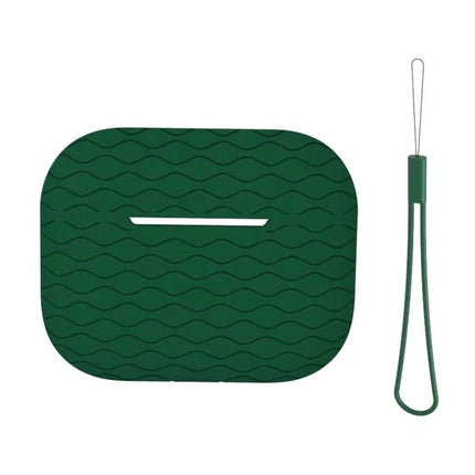 Silicone Earphone Case for Daily Protection on the Go – green textured silicone protective case with wrist strap, quick-charge access