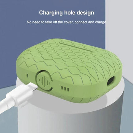 Silicone Earphone Case for Daily Protection on the Go shown in green with charging hole design and cable connected