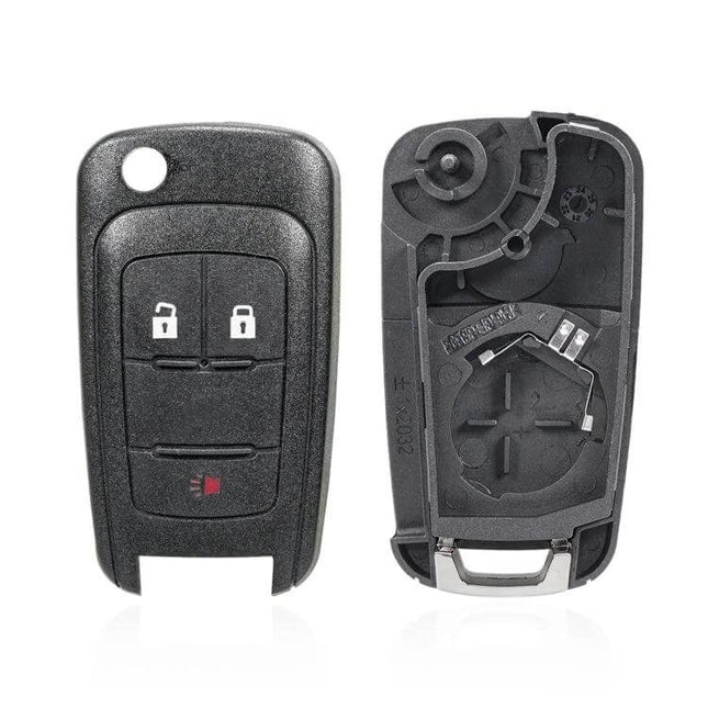 Opel Replacement Key Case with Foldable Blade and 3 Buttons black shell front and back for Opel Chevrolet Buick, fits existing electronics