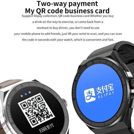 Versatile Smart Watch for Daily Connectivity and On-the-Go Use showing NFC QR code payment screen and Alipay compatibility