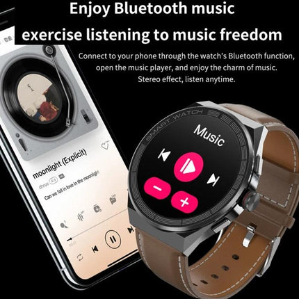 Versatile Smart Watch for Daily Connectivity and On-the-Go Use showing Bluetooth music controls and phone notifications