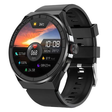 BM01 Smart Watch for Everyday Notifications and Connectivity showing round black smartwatch with notification and health metrics on display