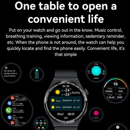 Experience Everyday Convenience with a HDT Smart Watch - 1.6-inch full-touch display showing calls, messages, heart rate and activity tracking