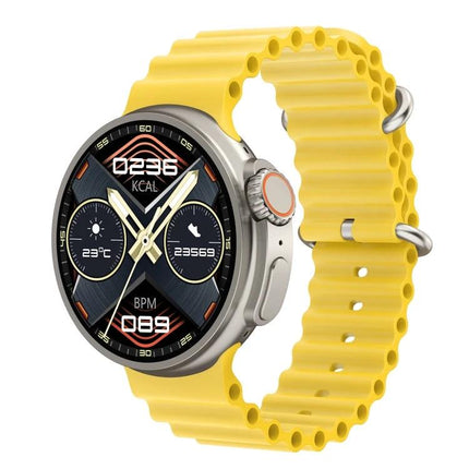 Essential Smart Watch for Daily Health Tracking and Connectivity - yellow silicone band smartwatch showing activity, heart rate and notifications