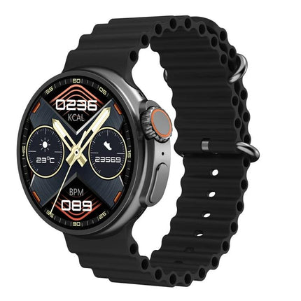 Essential Smart Watch for Daily Health Tracking and Connectivity — black round smartwatch with activity and heart rate display