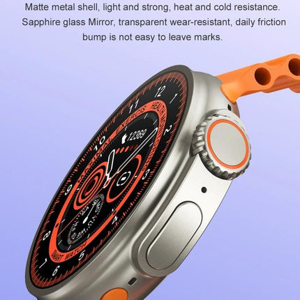 Essential Smart Watch for Daily Health Tracking and Connectivity - silver case with orange sport band showing health metrics on round display