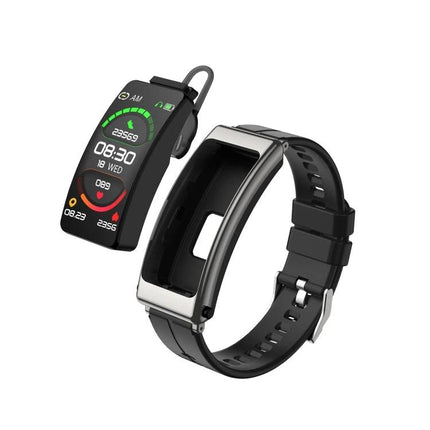 Silicone Band Smart Watch for Everyday Activity Tracking showing black silicone strap and fitness display with step, heart rate, and sleep icons