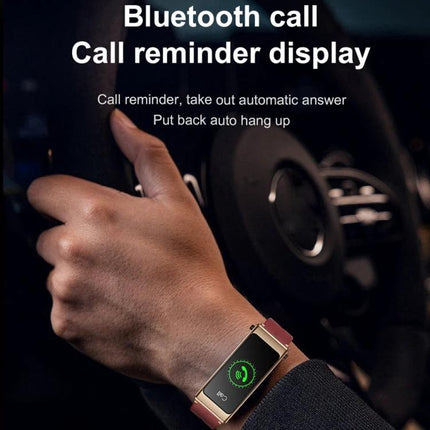 Silicone Band Smart Watch for Everyday Activity Tracking showing call reminder display and Bluetooth call on wrist in car