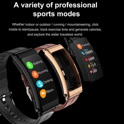 Silicone Band Smart Watch for Everyday Activity Tracking showing multiple sport modes and health metrics on three silicone-banded displays