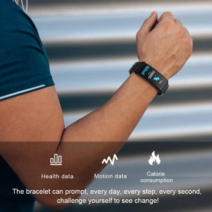 Silicone Band Smart Watch for Everyday Activity Tracking on wrist showing steps, heart rate and calorie monitoring
