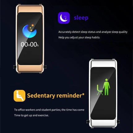 Daily Companion Smart Watch for Active Lifestyles showing sleep tracking and sedentary reminder features on two color options