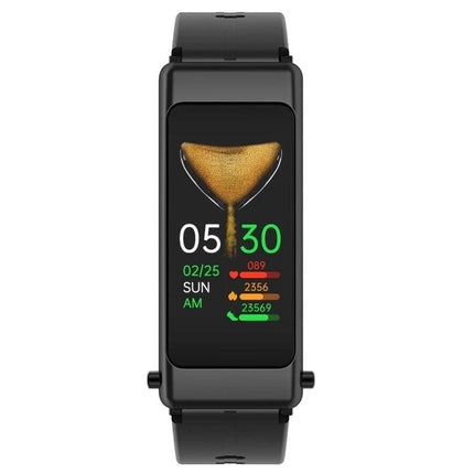Essential Smart Watch for Everyday Health Monitoring - sleek black fitness watch showing time, steps, heart rate and reminders on colorful display