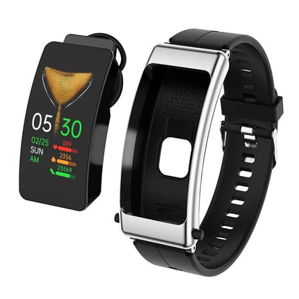 Essential Smart Watch for Everyday Health Monitoring - black fitness tracker showing time, steps, heart rate and hydration reminders