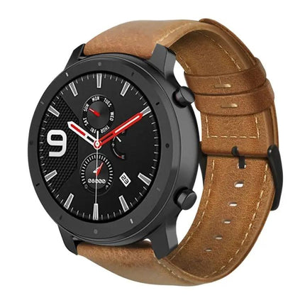 Oil Wax Leather Watch Band For Amazfit GTR 47mm TicWatch