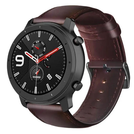 Oil Wax Leather Watch Band For Amazfit GTR 47mm TicWatch