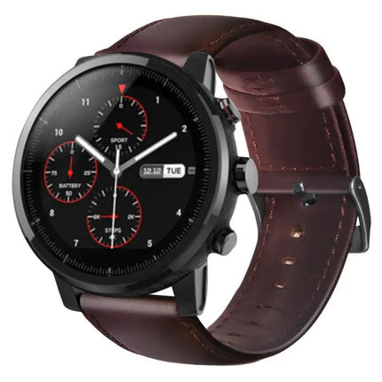 Oil Wax Leather Watch Band For Amazfit GTR 47mm TicWatch