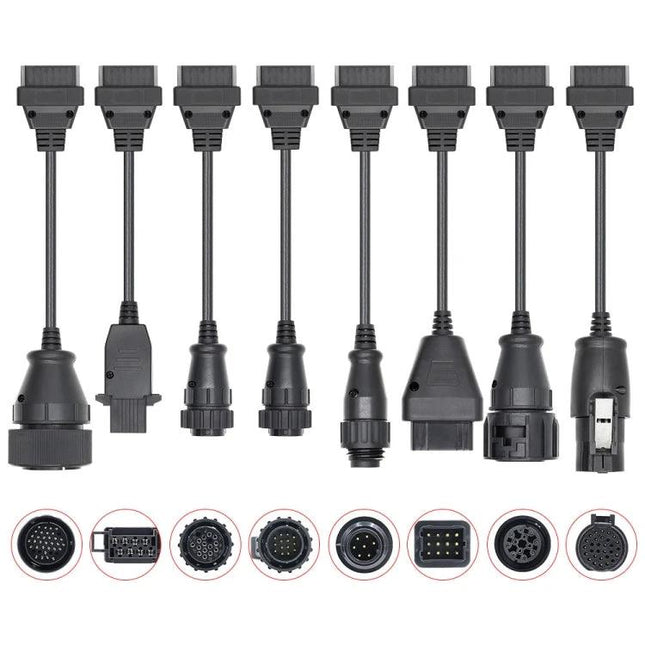 Truck Diagnostic Cable for Everyday Vehicle Maintenance – set of multiple OBD truck diagnostic adapters and cables for fleet pre-trip checks
