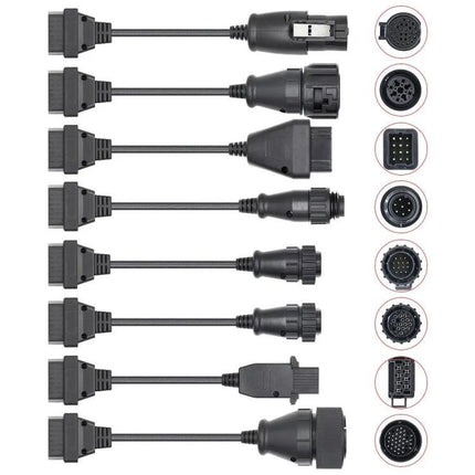 Truck Diagnostic Cable for Everyday Vehicle Maintenance - set of multiple truck diagnostic adapter cables with various connector types for routine checks