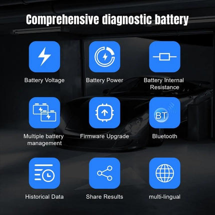 KONNWEI Battery Tester for Daily Vehicle Maintenance Checks - Bluetooth battery voltage, power, internal resistance, historical data and multi-language app