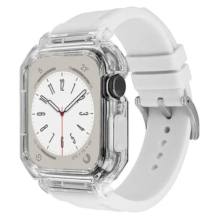 Clear Polycarbonate Case Silicone Band Apple Watch 41/45mm