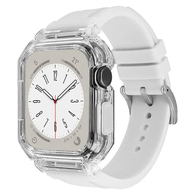 Clear Polycarbonate Case Silicone Band Apple Watch 41/45mm | Syndmart