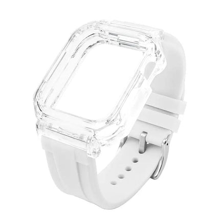 Clear Polycarbonate Case Silicone Band Apple Watch 41/45mm