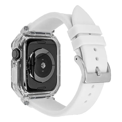 Clear Polycarbonate Case Silicone Band Apple Watch 41/45mm