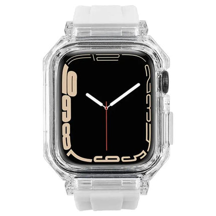 Clear Polycarbonate Case Silicone Band Apple Watch 41/45mm