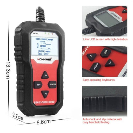 KONNWE Device for Routine Mercedes Car Maintenance diagnostic OBDII scanner handheld with LCD and buttons