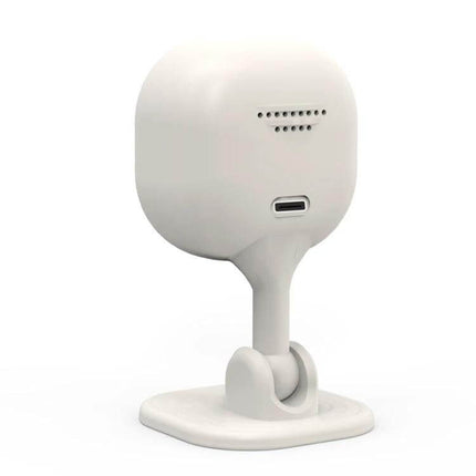 A3 WiFi Security Camera with Motion Detection and Night Vision – compact white indoor camera on swivel stand with USB port and motion sensing vents