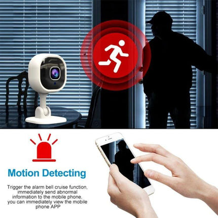 A3 WiFi Security Camera with Motion Detection and Night Vision monitoring home interior and sending mobile alerts when motion is detected