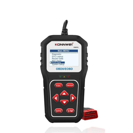 KONNWE Tool for Everyday Car Maintenance Diagnostics handheld OBDII code reader with display and red connector