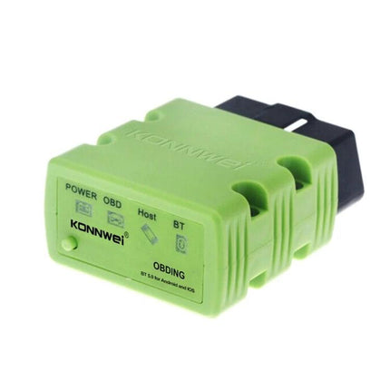 Practical KONNWEI Scanner for Everyday Vehicle Maintenance plugged into OBD port showing compact green OBDII diagnostic device